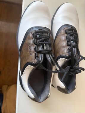 FootJoy White and Brown Men's Athletic Golf Shoes